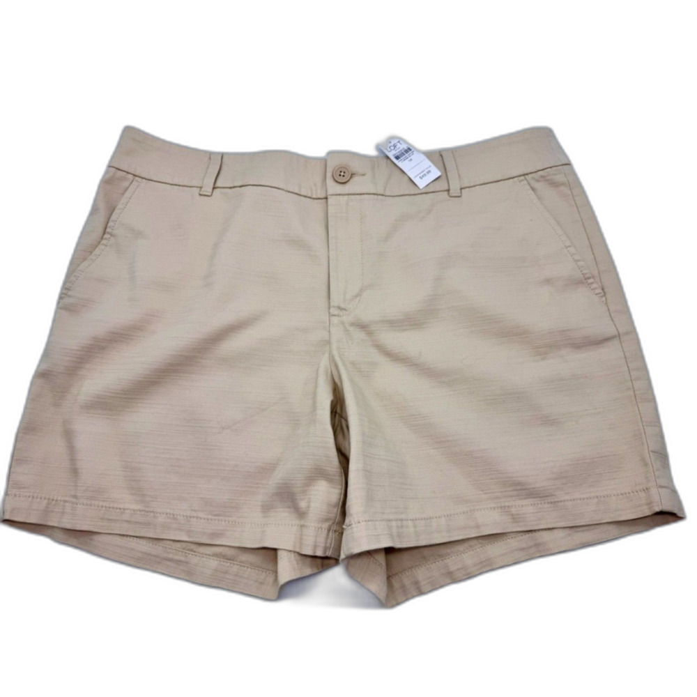 NWT LOFT Beige Sand Linen Look Tailored Shorts Size 16 High Rise Stretch Summer
